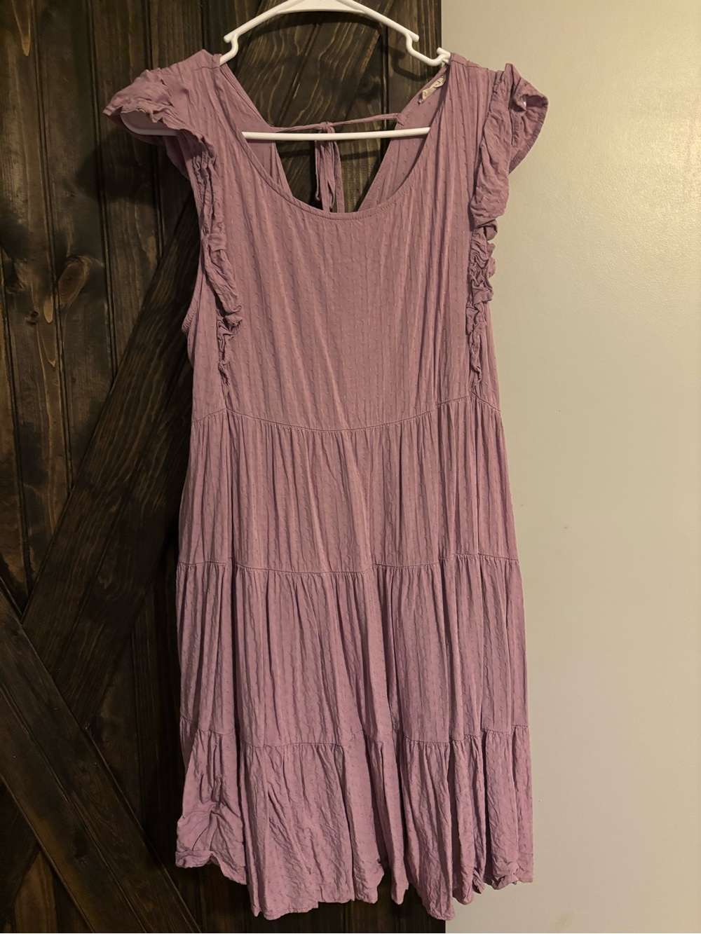 Lavender Tiered Ruffled Sleeve Midi Dress